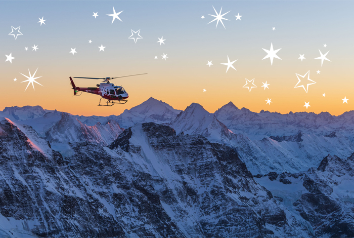 Helikopterflüge in der Schweiz als Geschenkidee für Weihnachten.